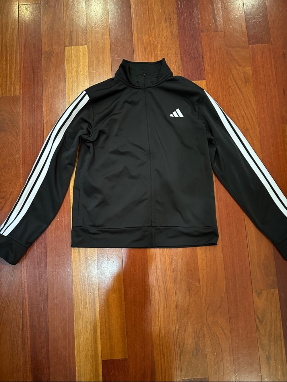 adidas Black Jacket with White Stripes Kids Sweatshirt